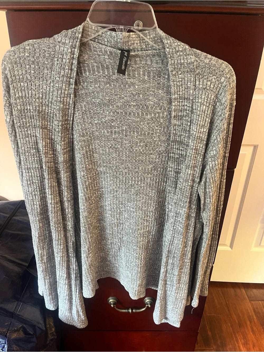 J.M. Fleurrette Women's Lightweight Open-Front Ribbed Gray Cardigan. Size S.